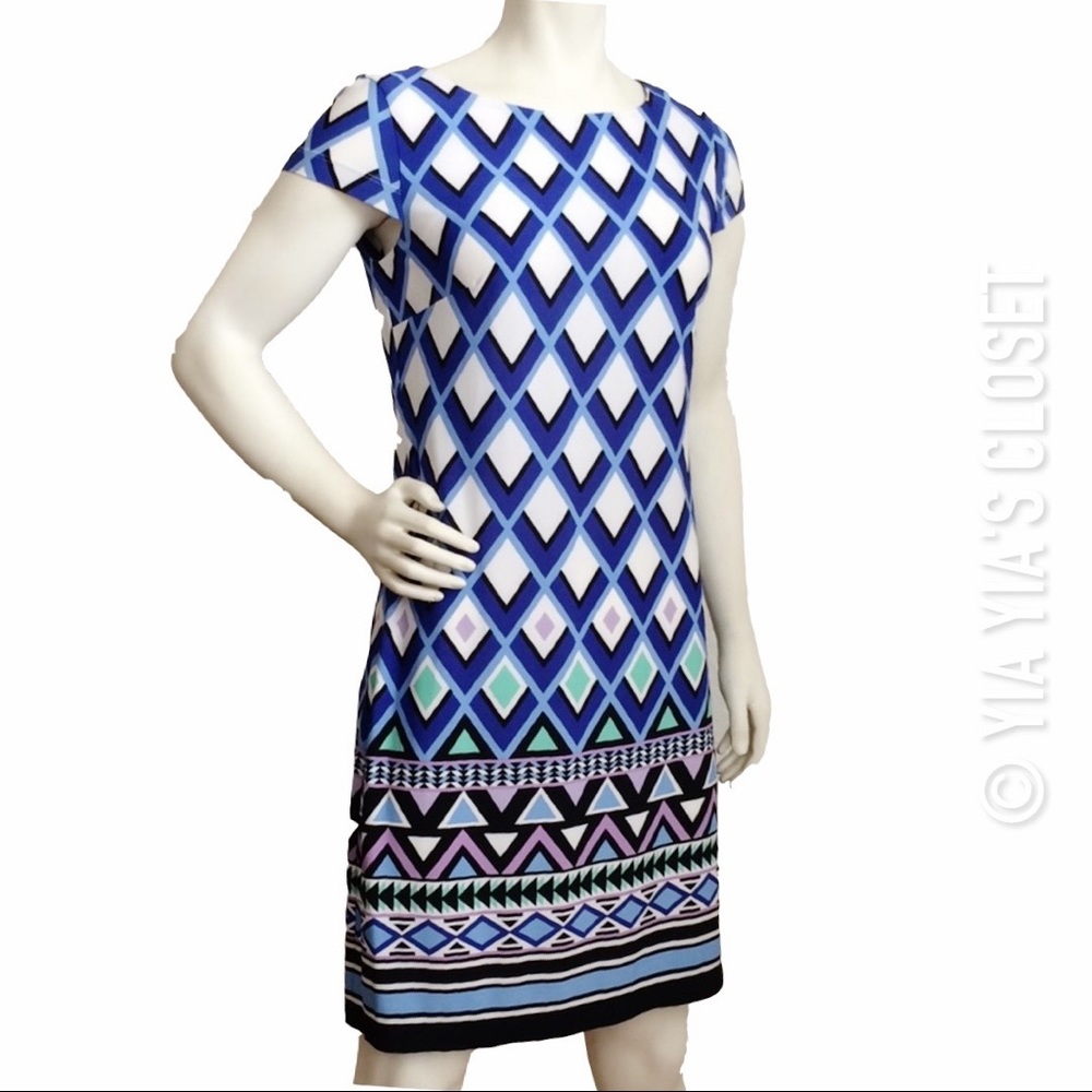 Jessica Howard XL Geometric Print Knit Career Shift Dress